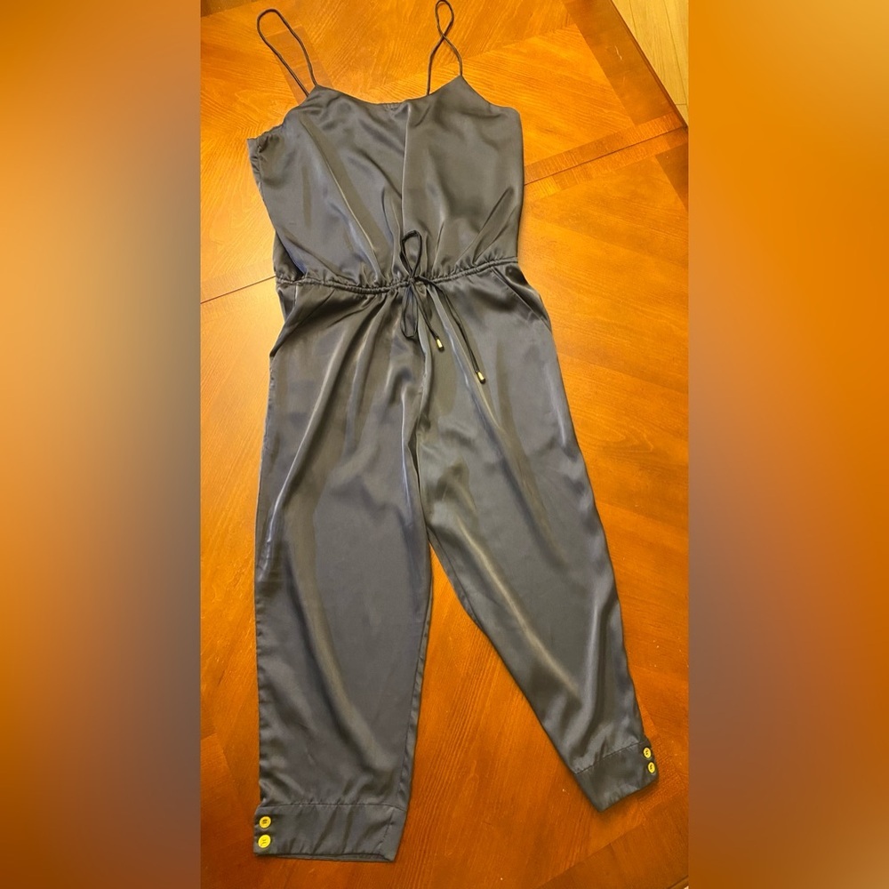 6 Shore Road Jumpsuit Silk Navy MEDIUM
